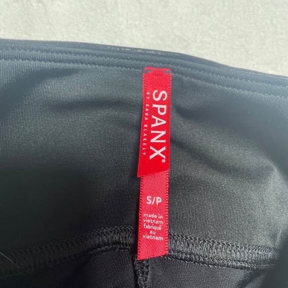 Spanx black faux leather ankle legging white racing stripe size small - Picture 2 of 8